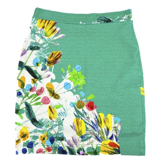 Maeve By Anthropologie Bird Floral Tropical Teal Textured Skirt Size S - NWOT - Picture 4 of 7